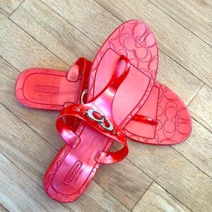 Coach Orange Logo Jelly Sandal